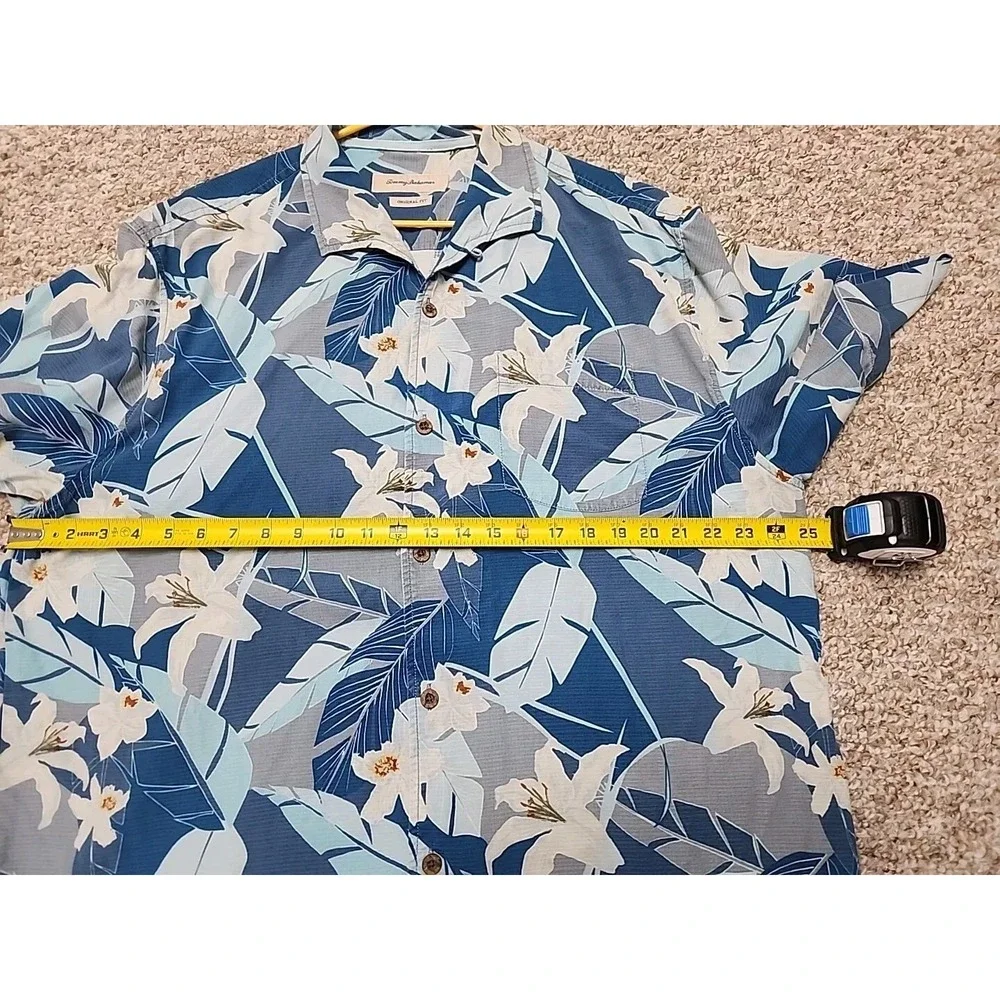 TOMMY BAHAMA Button WHITE HIBISCUS ARNOTTIANUS 100% SILK HAWAIIAN SHIRT‎ XL